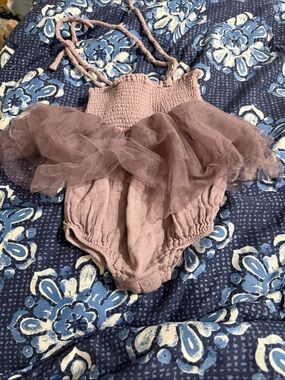 Angel Dear Mauve Tulle Romper Bodysuit